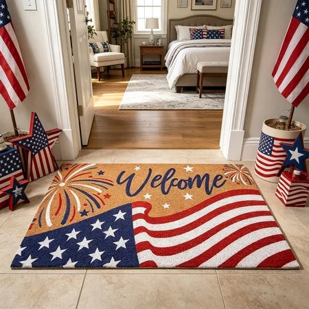 TOPRenddon 250th Anniversary Independence Day Doormat, Patriotic Imitation Coir Entryway Floor Mat, Multicolor American Flag Welcome Mat for Front Porch Patriotic Home Decor | Walmart (US)