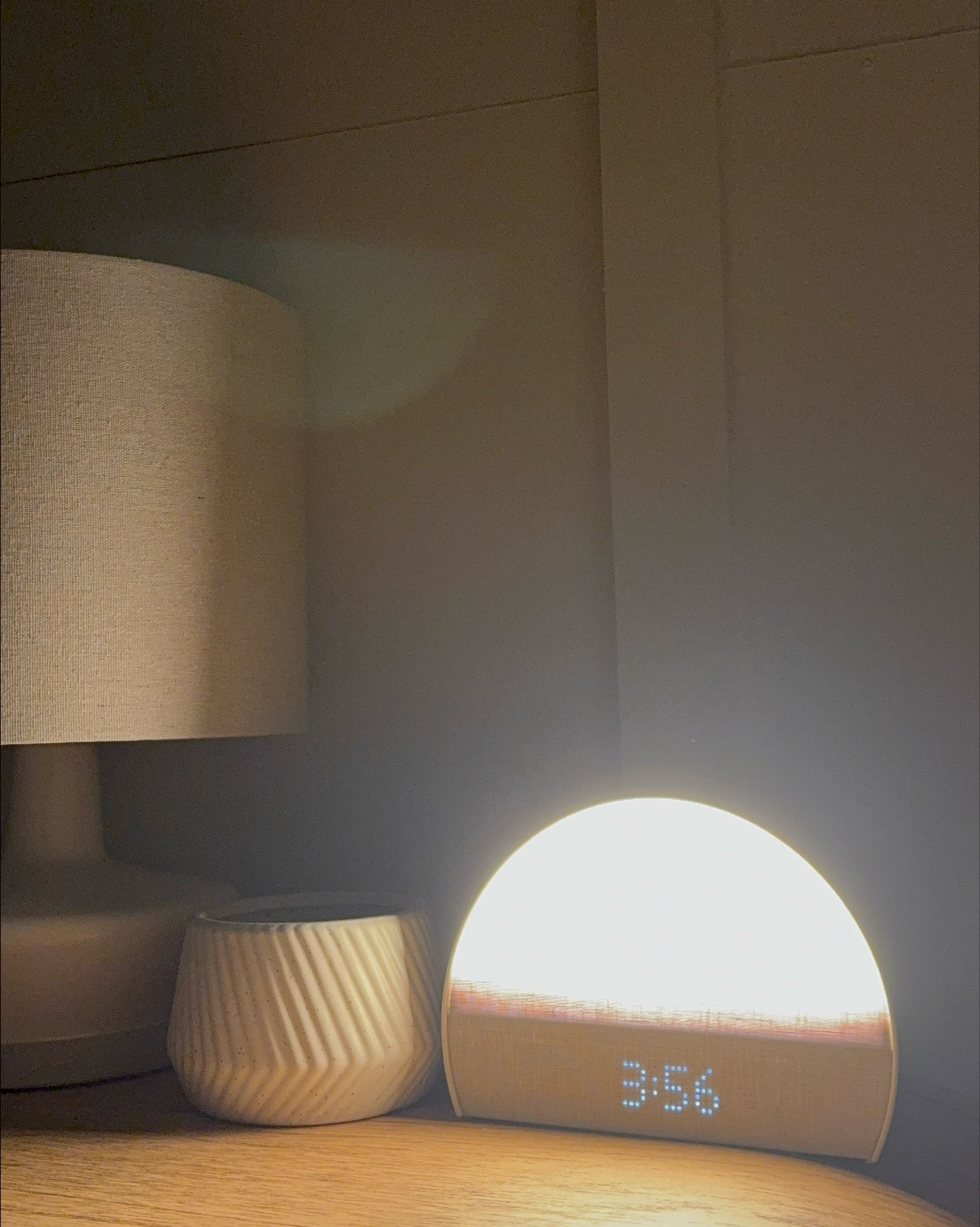 This sunrise alarm clock has changed my life! The sunrise slowly starts around 30 minutes before I wake up (this can be customized) and the gentle noise is so calming and wakes me up without me wanting to snooze and go back to bed. I always feel so refreshed even after a few hours of sleep! 110% would recommend to anyone that has trouble either sleeping at night or waking in the morning! 