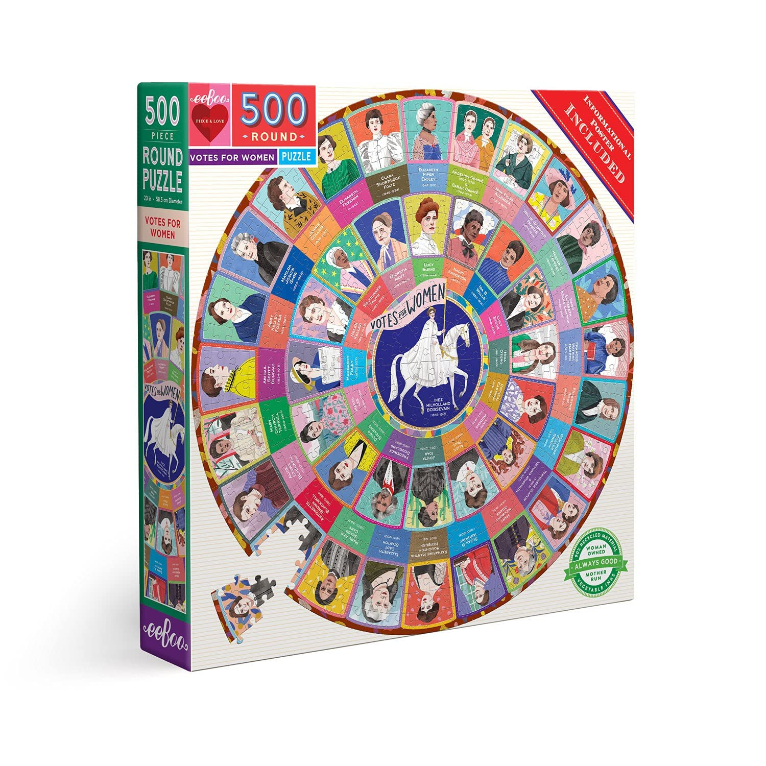 eeBoo 500 Piece Puzzle - Votes for Women Jigsaw Puzzle for Adults, Circular with 23" Diameter Mad... | Amazon (US)