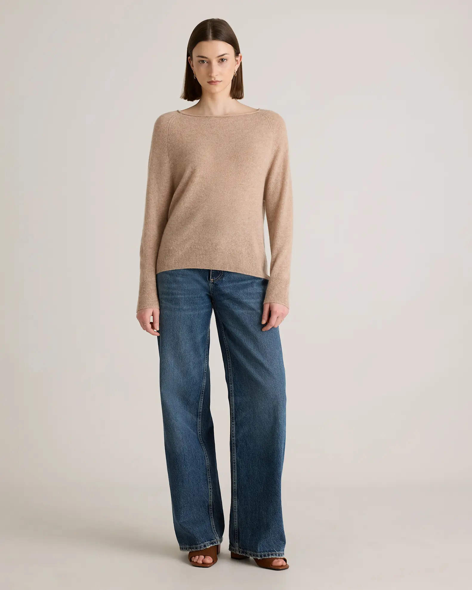 Mongolian Cashmere Boatneck Sweater in Oatmeal | Quince