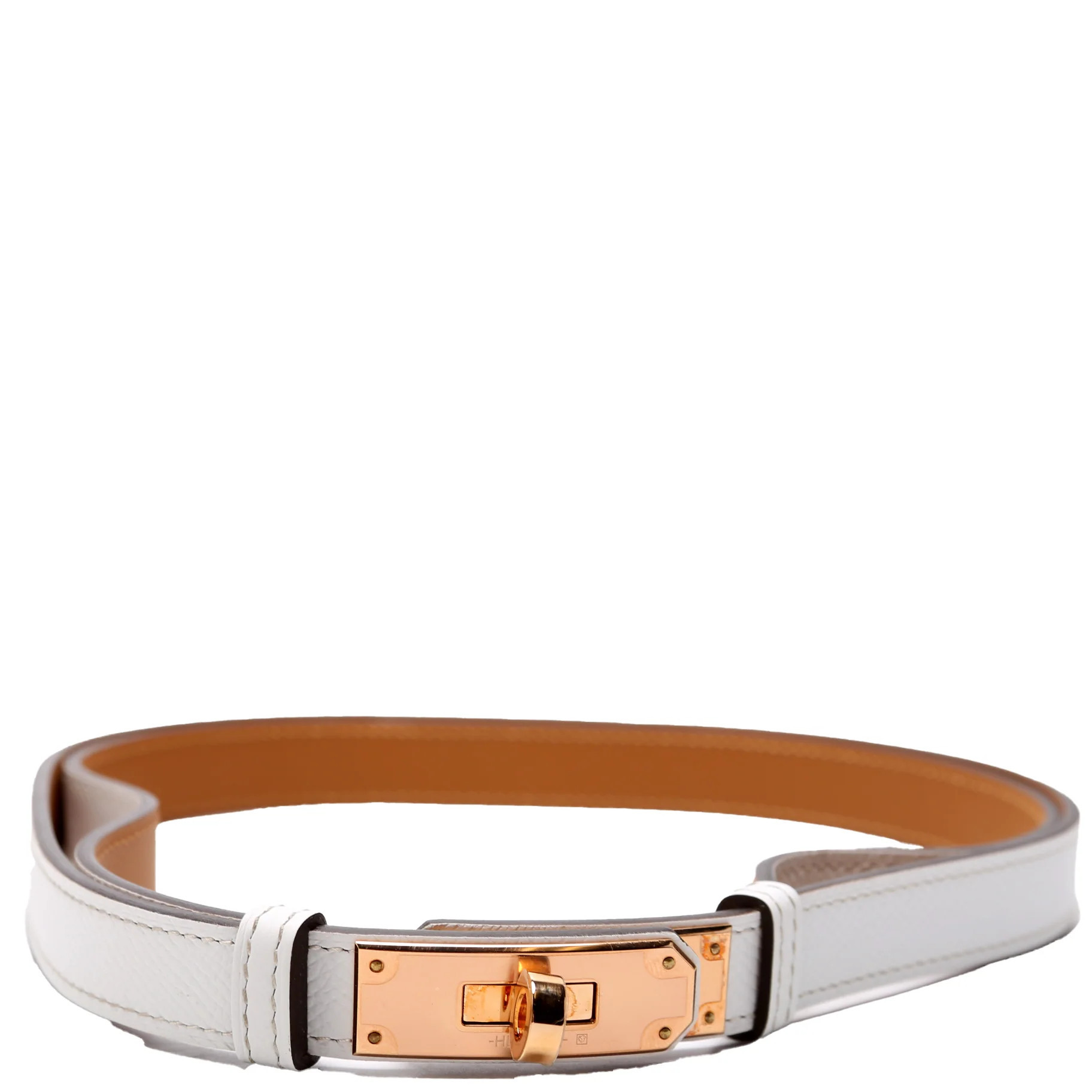 Kelly 18 Epson Leather Adjustable 24-39in Belt White | Keeks Designer Handbags