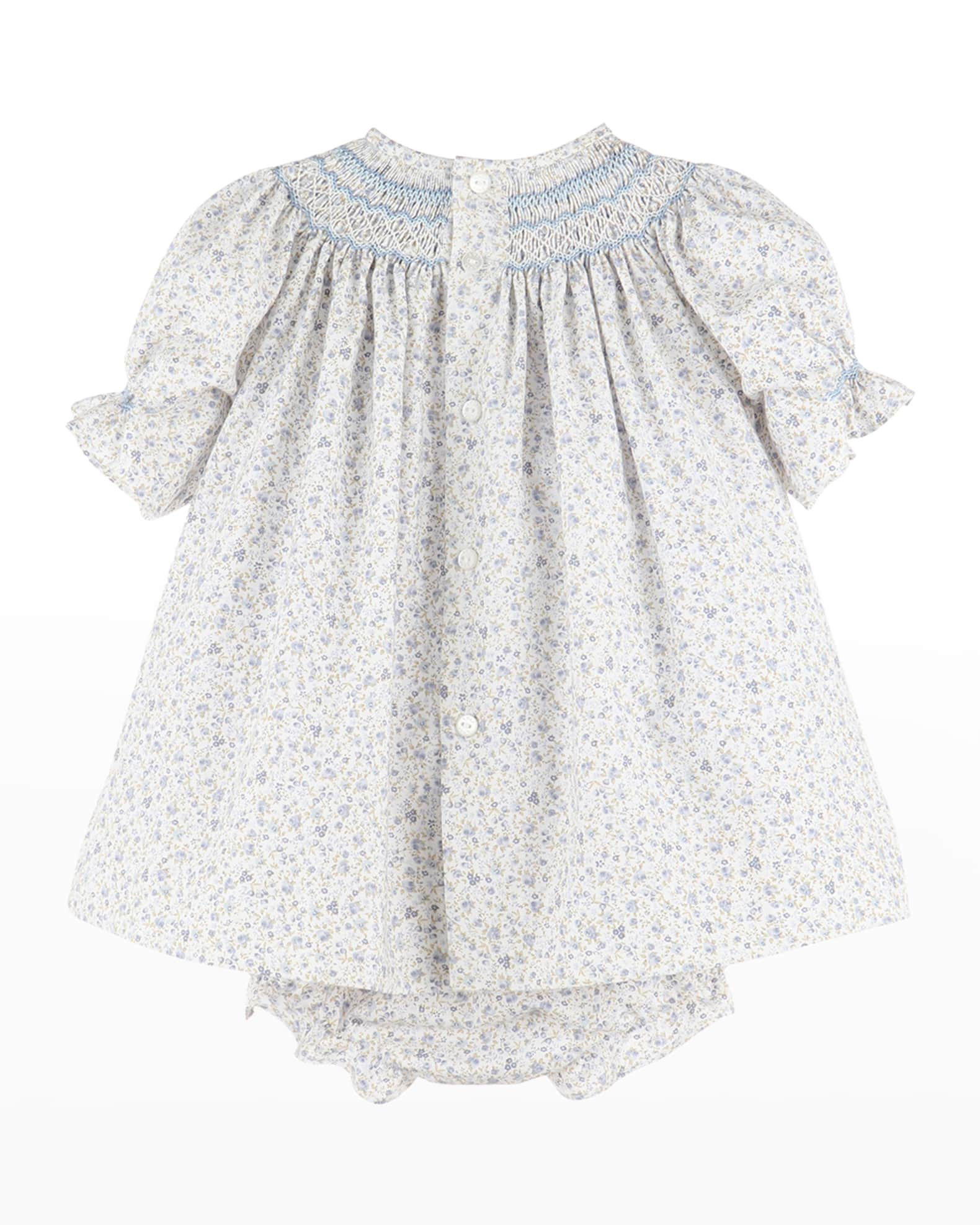 Luli & Me Girl's Floral Embroidered Dress W/ Bloomers, Size 6M-24M | Neiman Marcus