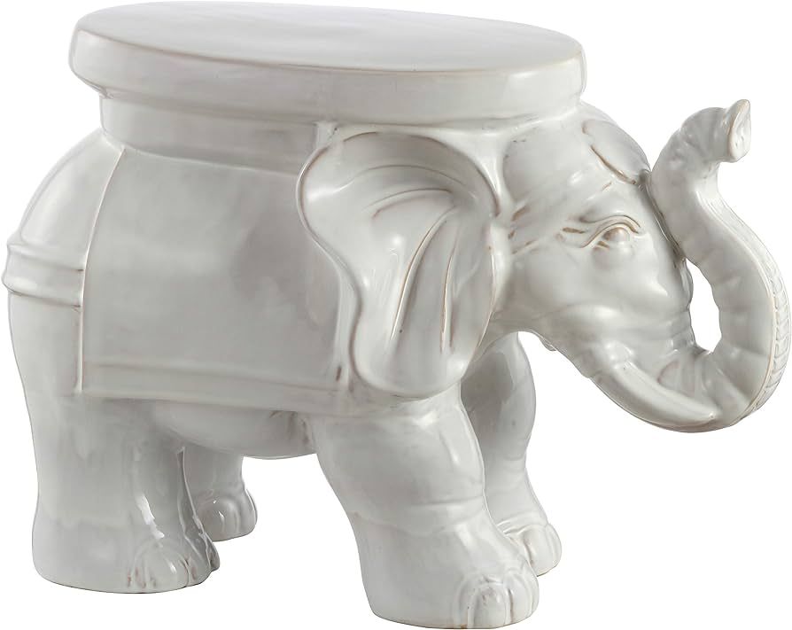 JONATHAN Y TBL1007A White Elephant 14.2" Ceramic Garden Stool, Coastal, Contemporary, Transitiona... | Amazon (US)