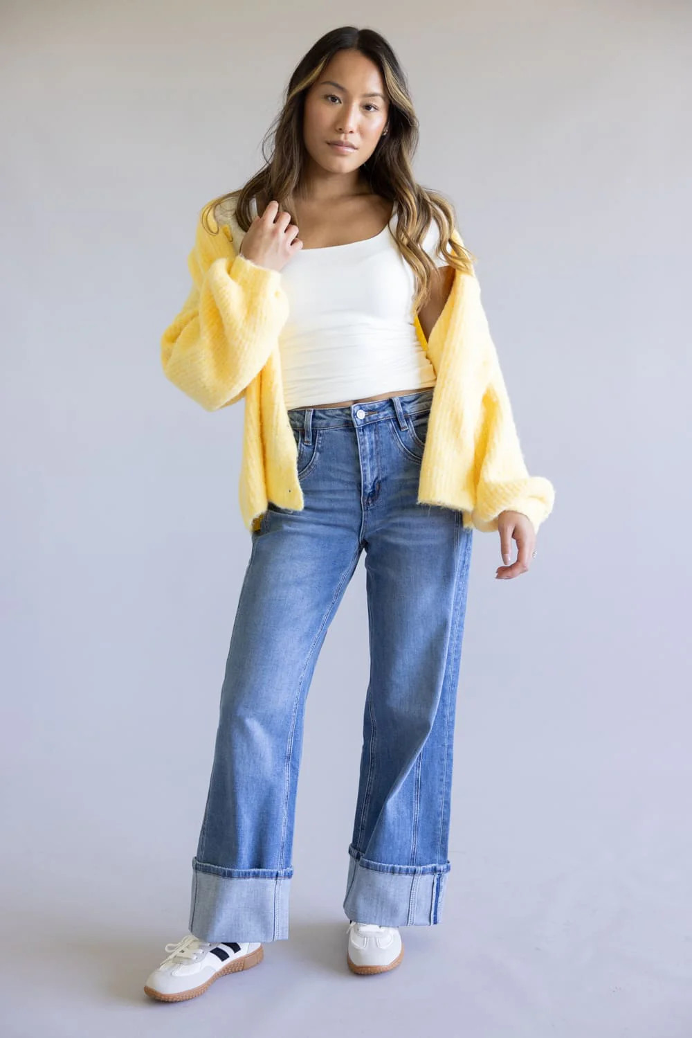 Flying Monkey High-Rise Baggy Wide Cuffed Jeans for Women | F5856 | Glik's