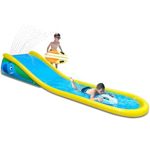 Inflatable Water Slide with Sprinkler for Kids,15FT waterslide with 2 Inflatable Surf Riders and Built-in Sprayer for Ages 6 and Up Backyard Summer Sprinkler and Splash Water Toy Outdoor Fun | Amazon (US)