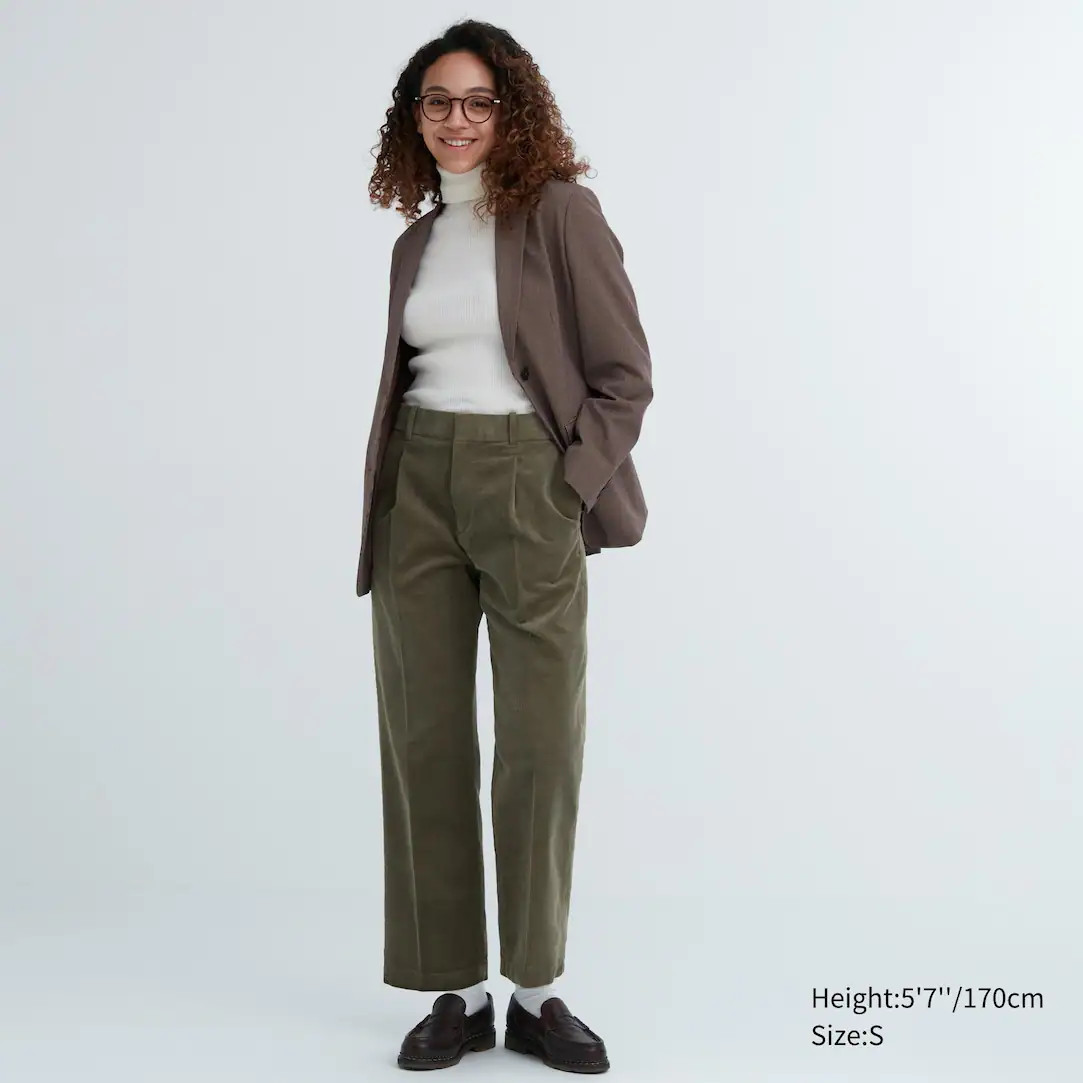 CORDUROY PLEATED WIDE LEG TROUSERS | UNIQLO (UK)