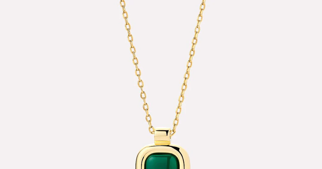 Bold and beautiful, this gold pendant plated in shiny 14k gold features a round square pendant wi... | Ana Luisa