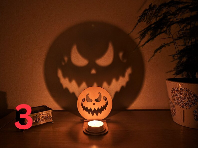 Halloween tealight holder scary face halloween lantern party decor candle shadow spooky season de... | Etsy (US)
