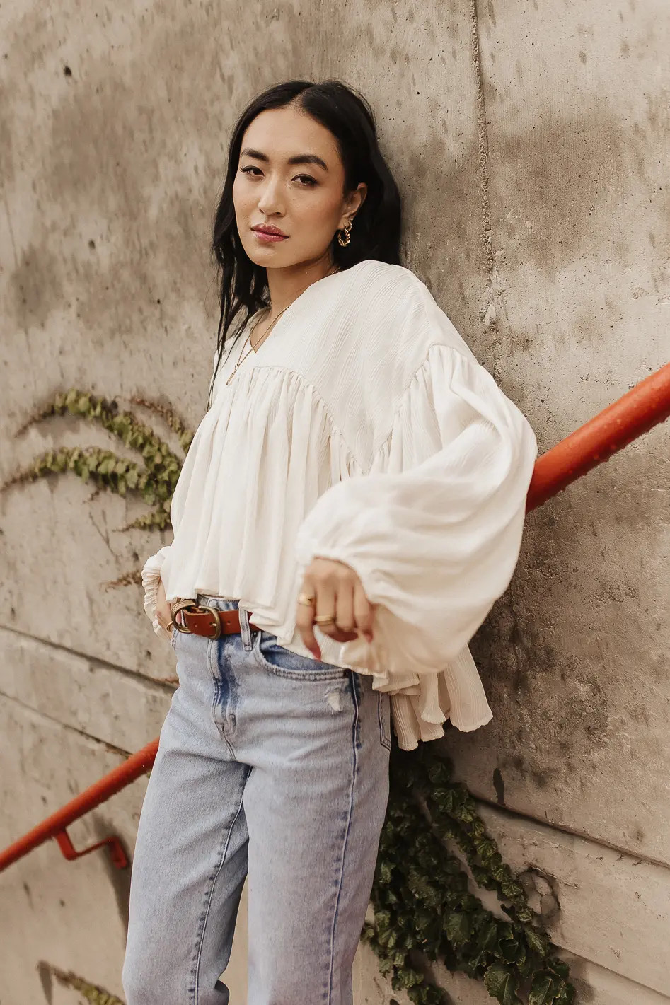 Bailey Textured Blouse | Ivory | Böhme US