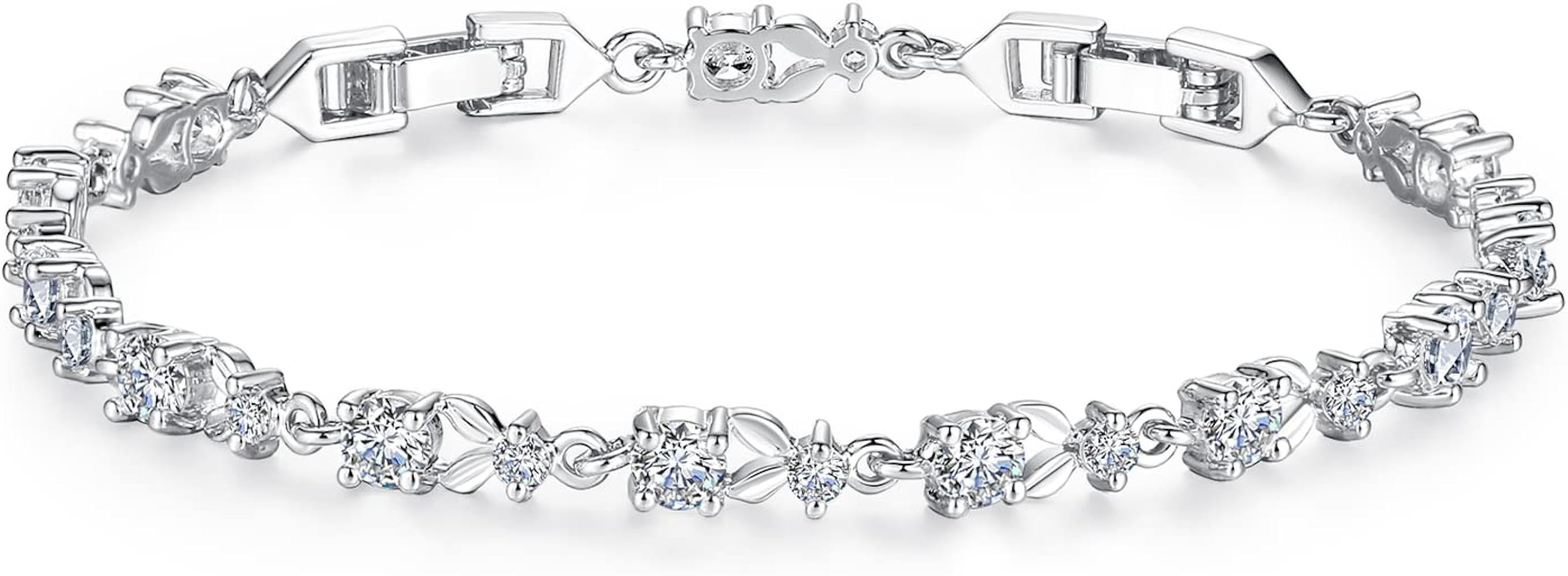 WOSTU White Gold Plated 3mm CZ Classic Tennis Wedding Bracelets for Brides Cubic Zirconia| White ... | Amazon (US)