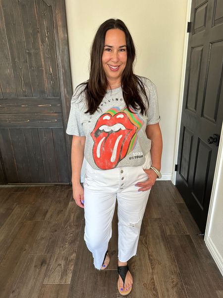 #walmartpartner These graphic tees are nice and lightweight for summer, and I love that worn-in vintage look! These white jeans are not see-through! I'm a size 14 and I'm wearing an XL in these tees. For the jeans, I sized up to a 16. #walmartfashion @walmartfashion

#LTKSeasonal #LTKStyleTip #LTKFindsUnder50