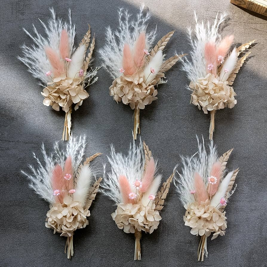 Miniature Dried Flower Bouquet (Pack of 6), Small Dried Pampas Grass, Small Dried Flowers for Cra... | Amazon (US)