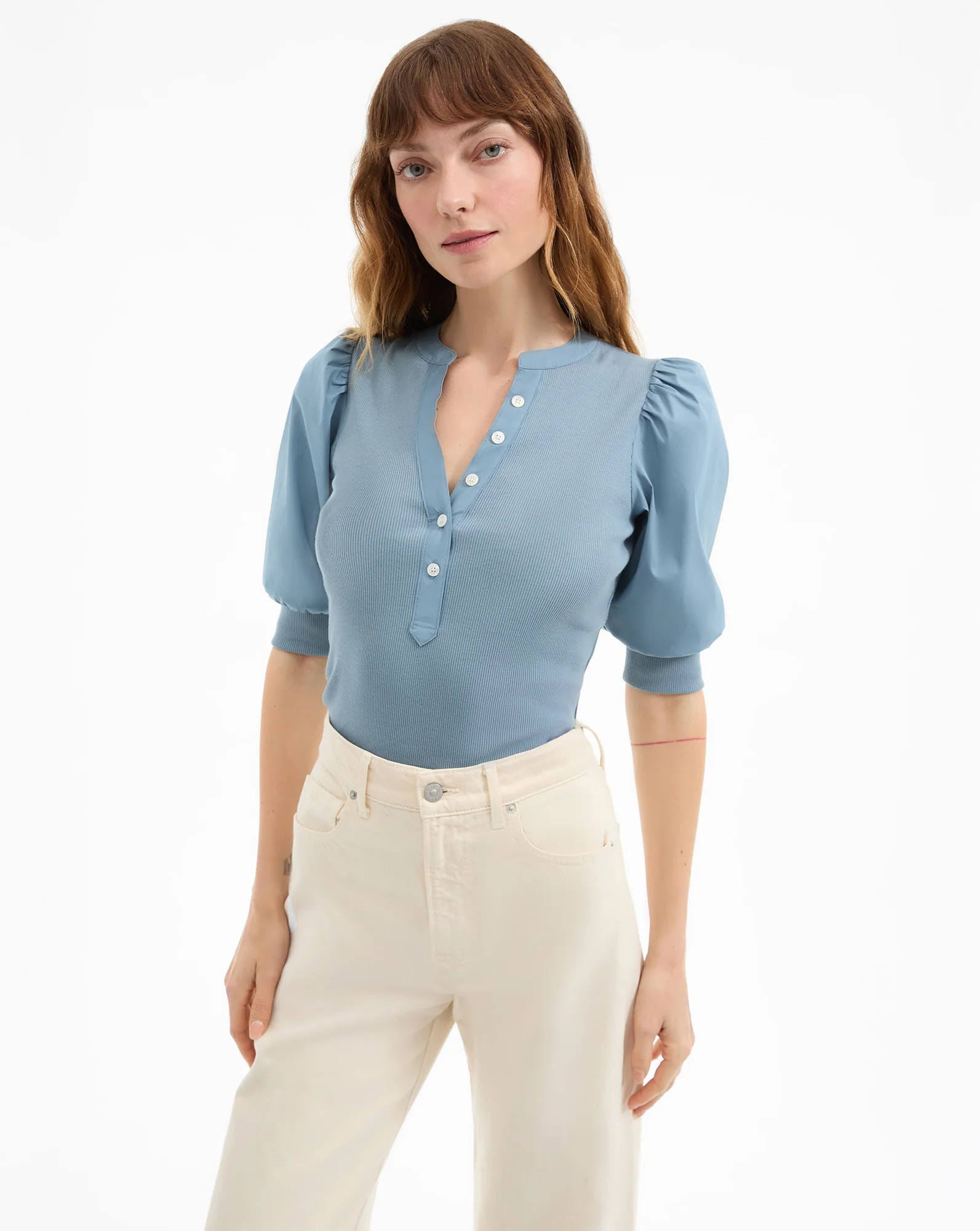 Coralee Puff-Sleeve T-Shirt | Veronica Beard