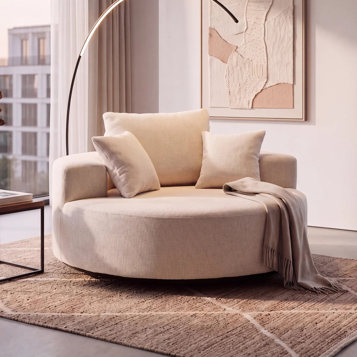 55" Oversized Boneless Swivel Round Pillow Back Sofa, Modern Comfy Lounge Seating | Wayfair North America