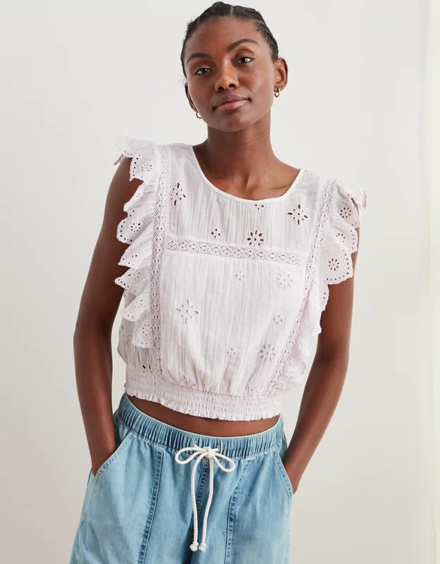 Aerie Ruffle Eyelet Top | American Eagle Outfitters (US & CA)