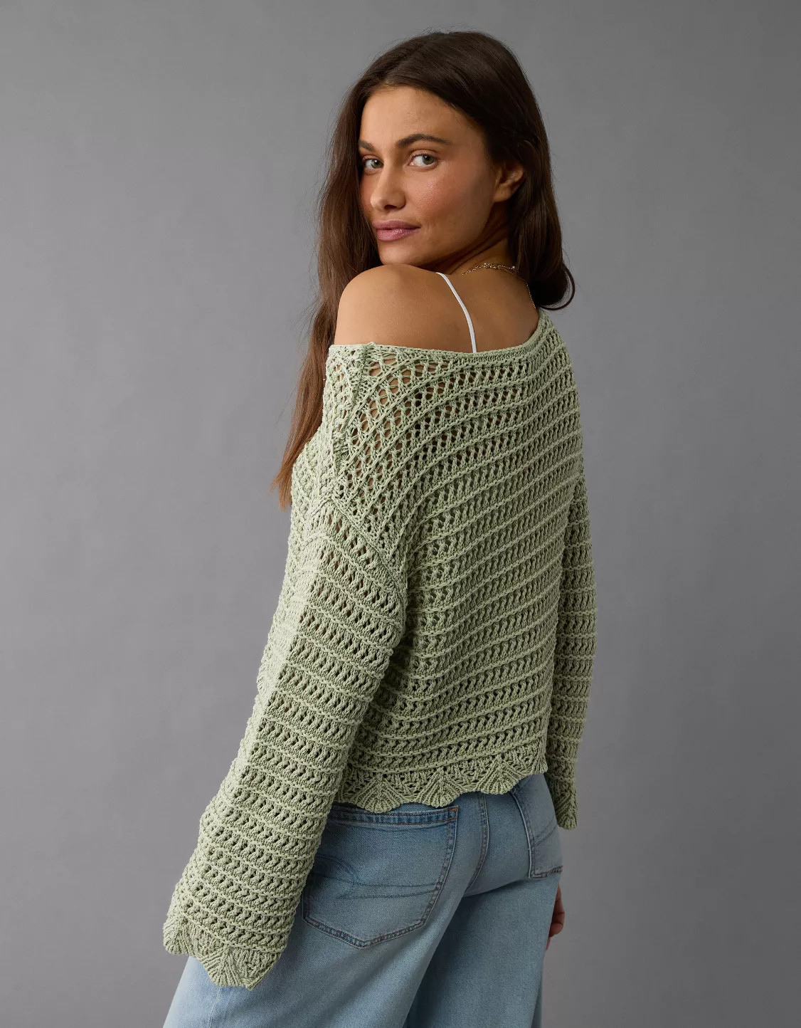AE Ballet Neck Open Knit Sweater | American Eagle Outfitters (US & CA)
