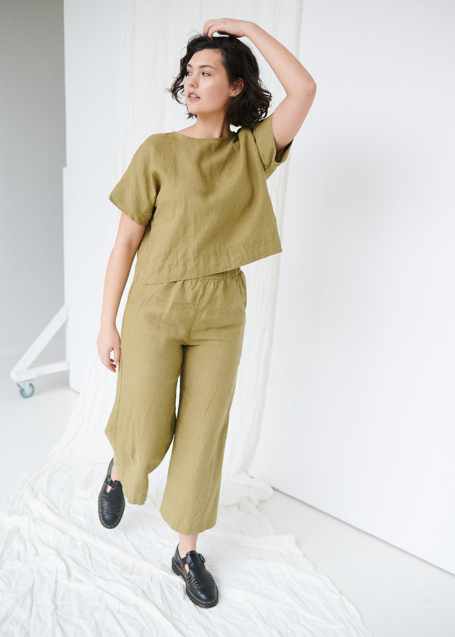 Mona olive top - Linen top - Oversized linen top - Linen blouse - Basic linen top | Etsy (US)