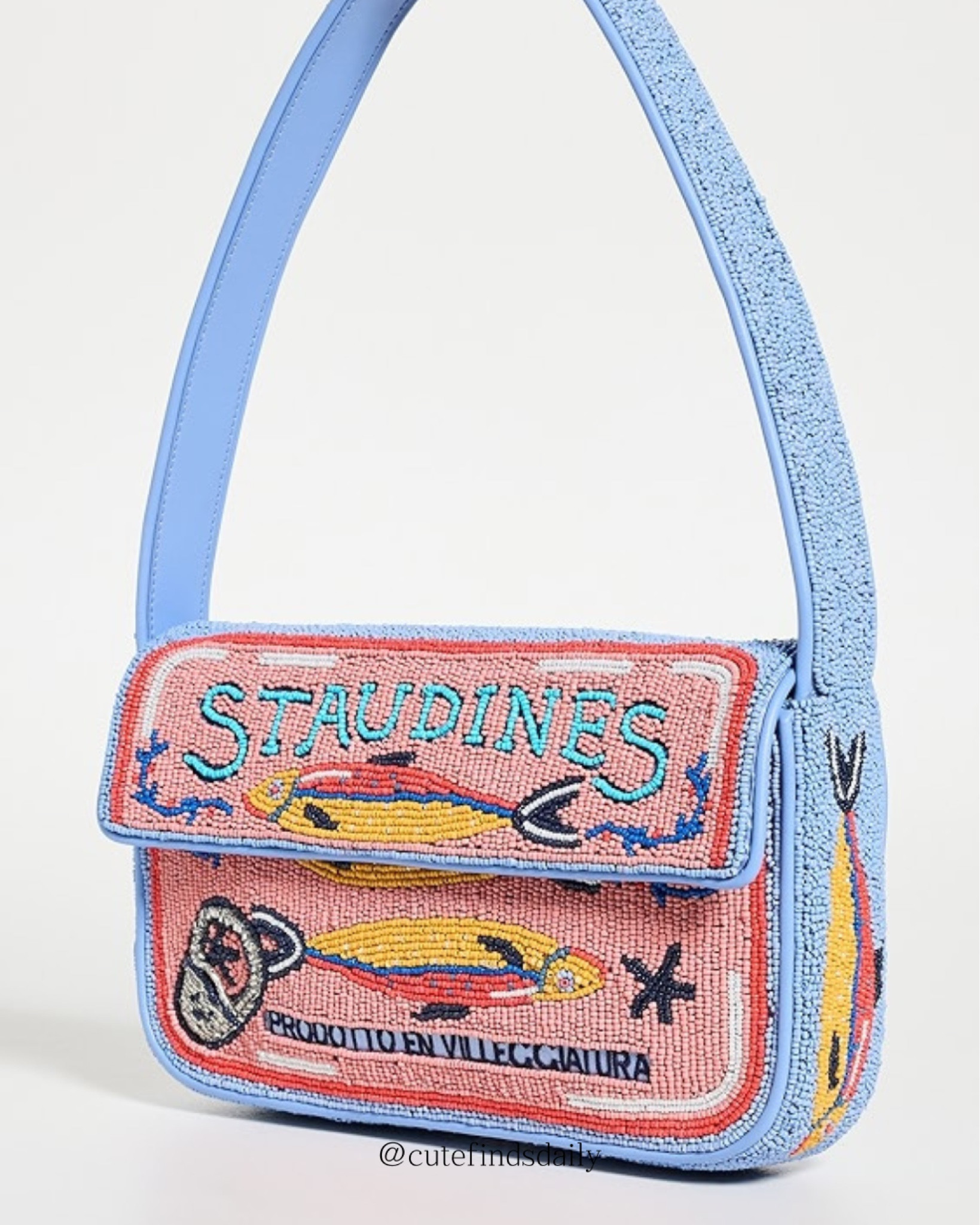 Cutest beaded shoulder bag from Staud! Tinned fish handbag to add a fun touch to all of your spring outfits and summer outfits - perfect accessory to bring to your vacation too 

#tinnedfish #bags #staud #springtrends #ootd 

#LTKSeasonal #LTKitbag #LTKstyletip