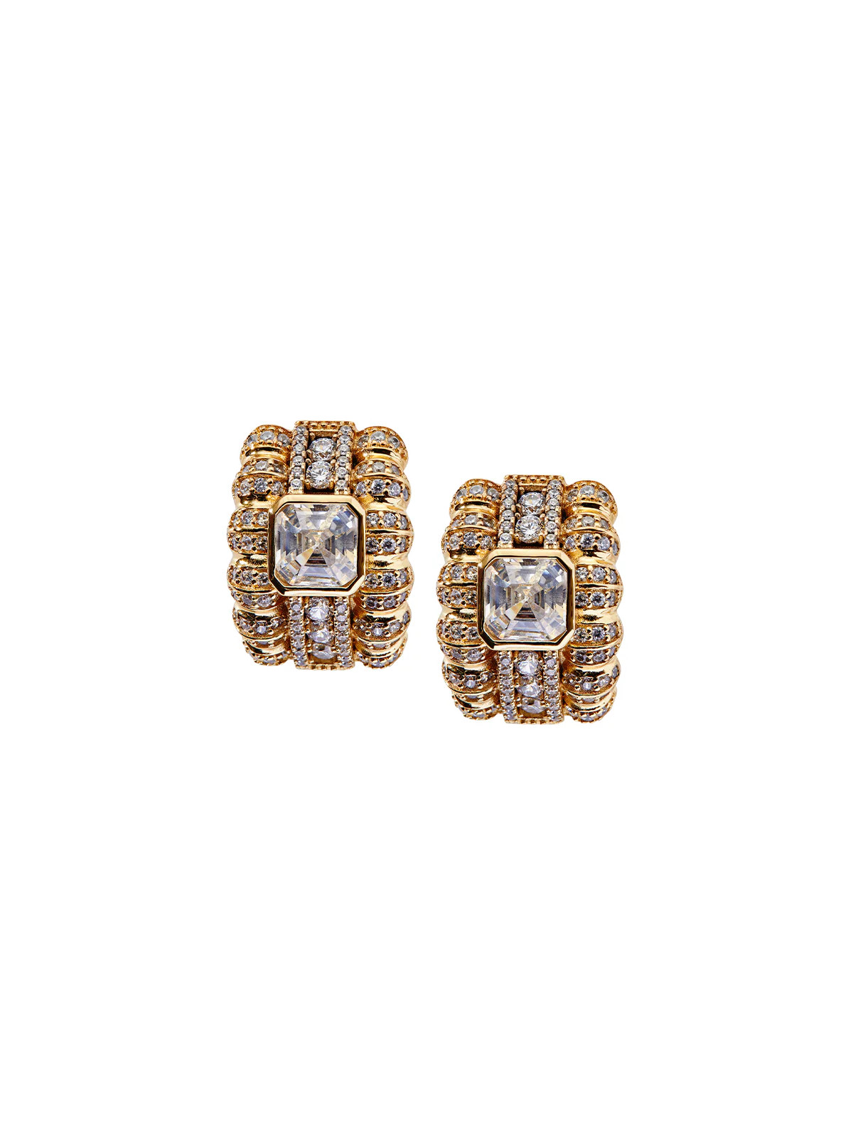 CRAWFORD ASSCHER CUT EARRINGS, GOLD | Dorsey