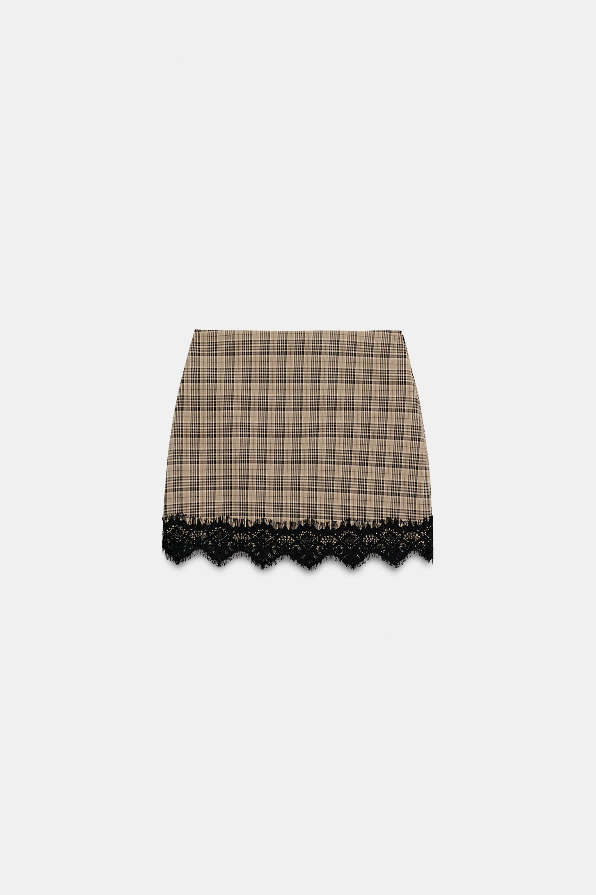 CHECK LACE SKORT | Zara UK