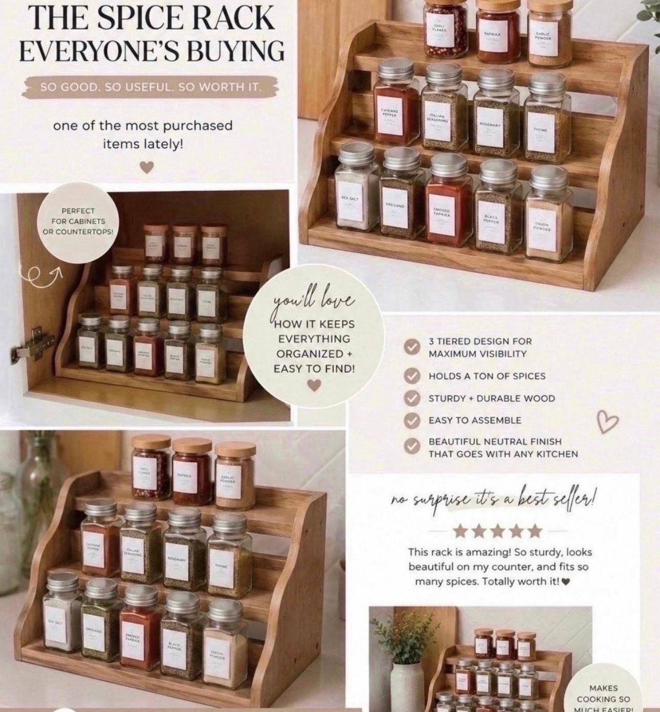 ✨ Kitchen organization find that’s clearly a fan favorite ✨

This tiered wooden spice rack has been one of the most purchased items lately and I completely get why 🤎🌿 It instantly makes your spices look organized, aesthetic, and easy to grab while cooking. Perfect for cabinets or countertops and gives that clean, Pinterest kitchen vibe without spending a fortune 🙌🏽

If you’re in your organize the whole house era… this one is worth adding 🫶🏽✨#KitchenOrganization #HomeFinds #KitchenDecor #SpiceRack #OrganizationIdeas #HomeOrganization #KitchenInspo #AmazonHomeFinds #LTKStyle #NeutralHome #MomLifeFinds

#LTKSaleAlert #LTKHome