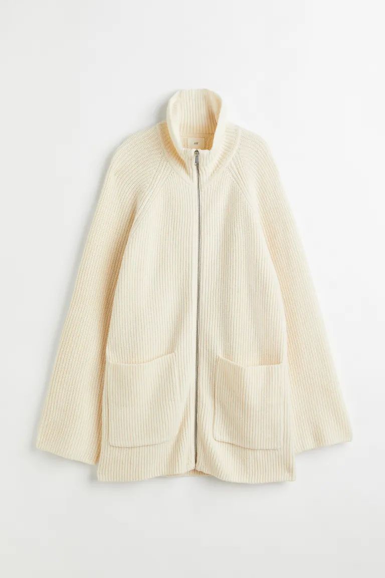 Cardigan with Zipper - Cream - Ladies | H&M US | H&M (US + CA)