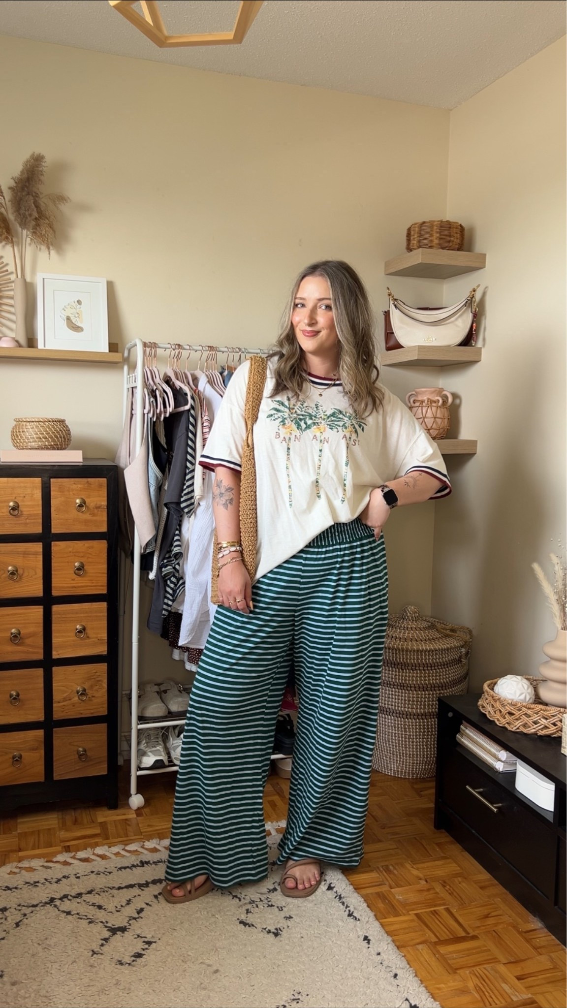 Comfy casual summer outfit! Wearing my usual size L in both the striped wide leg pants and graphic tee! Crocs sandals are super comfy, I’m a 9.5-10 shoe and wear a 10. Canadian crocs link under “similar products”

#LTKsummer #LTKsale #LTKmidsize