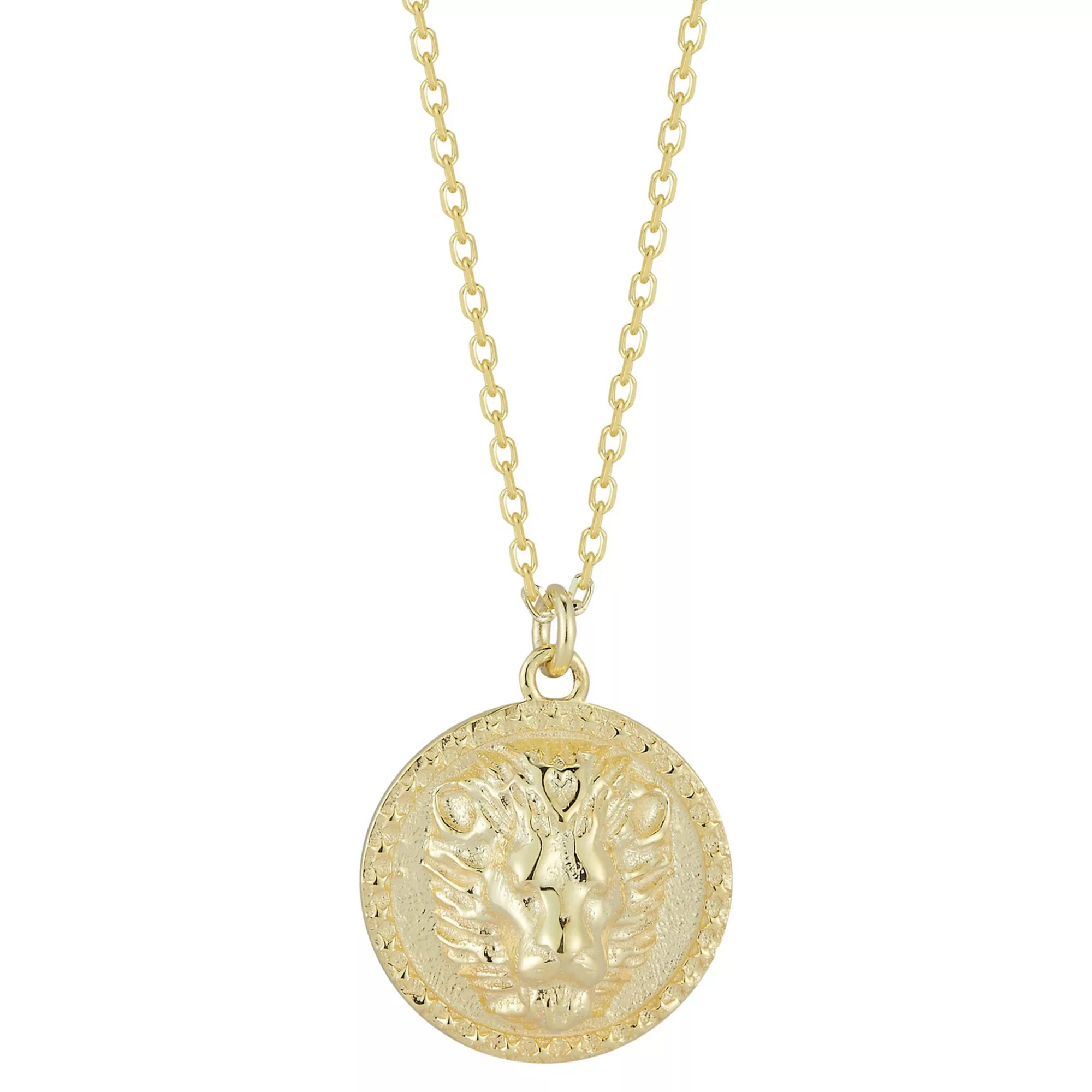 Sunkissed Sterling 14k Gold Over Silver 3D Lion Head Medallion Necklace | Kohl's