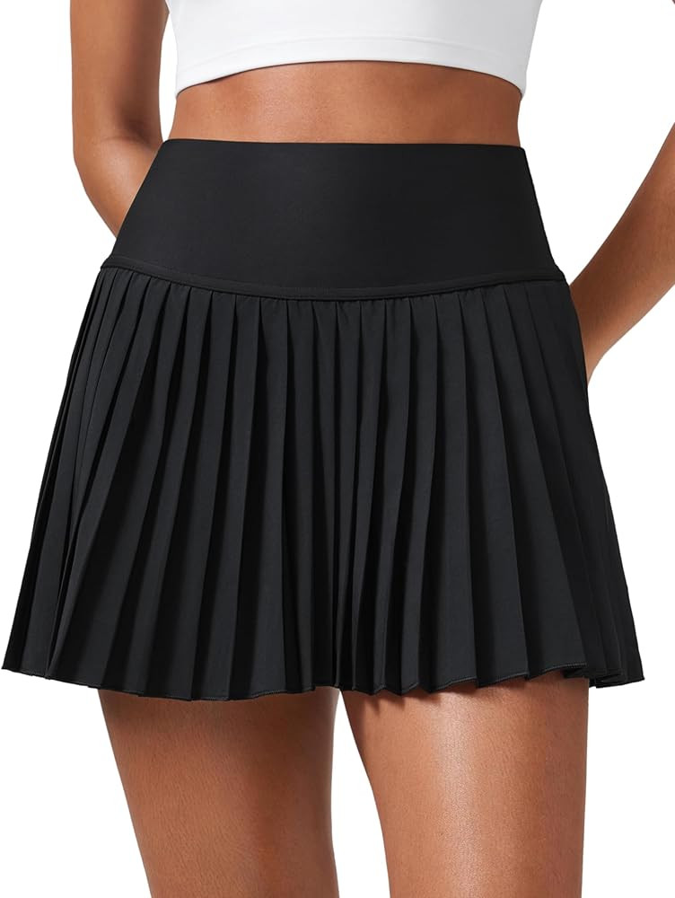 CRZ YOGA Women's High Waisted Pleated Tennis Skirts with Pockets Tummy Control Casual Liner A Lin... | Amazon (US)