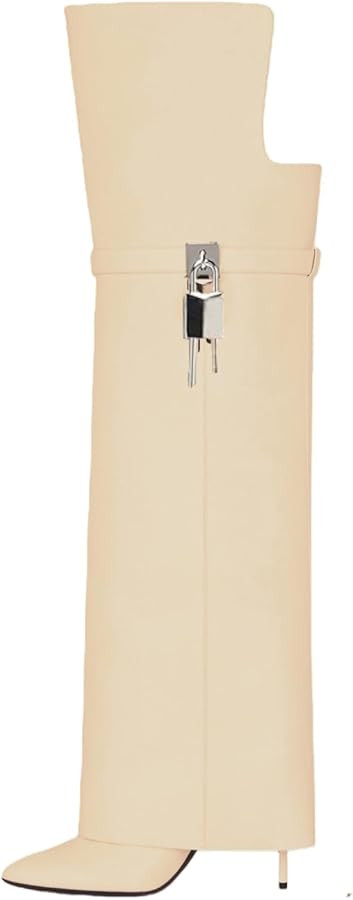 keleimusi Fold Over Thigh High Over the Knee Boots For Women Pointed Toe Stilettos High Heel Padl... | Amazon (US)