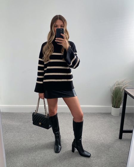 A big chunky jumper and knee high heeled boots are my go-to for a dressy winter outfit right now 🖤

My jumper and faux leather skirt is old but I’ll link alternatives. 



#LTKSeasonal #LTKstyletip #LTKeurope