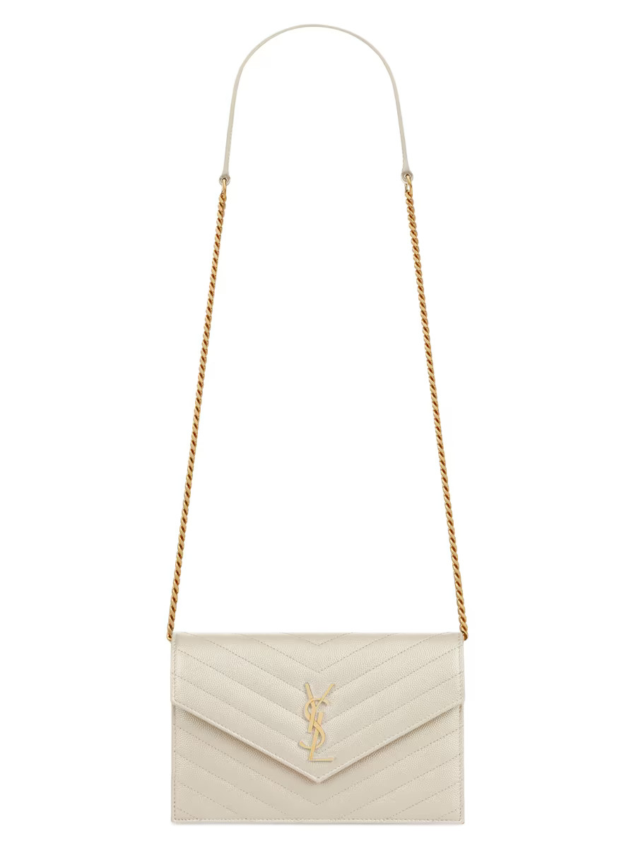 Cassandre Envelope Chain Wallet in Grain De Poudre Leather | Saks Fifth Avenue