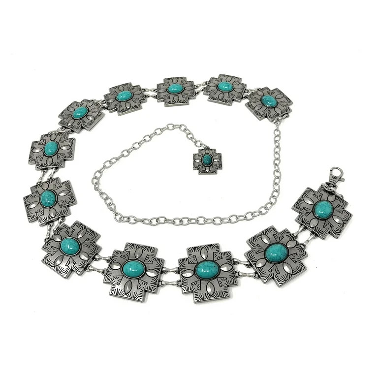 Western Women's Agate Stone Concho Large Chain Belt in 3 color | Walmart (US)