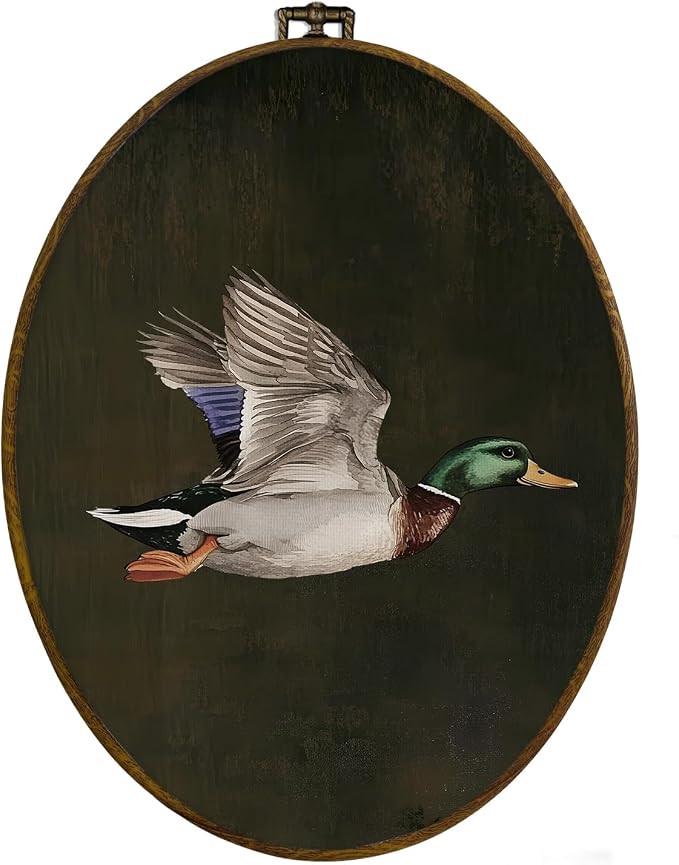 dvhdajed Mallard Duck Oval Wall Art Decor, Farmhouse Dark Ducks Framed Canvas Art,Vintage Ducks W... | Amazon (US)