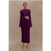 Azariah Long Sleeve Knit Midi Dress - Plum I MESHKI I Size L | MESHKI US