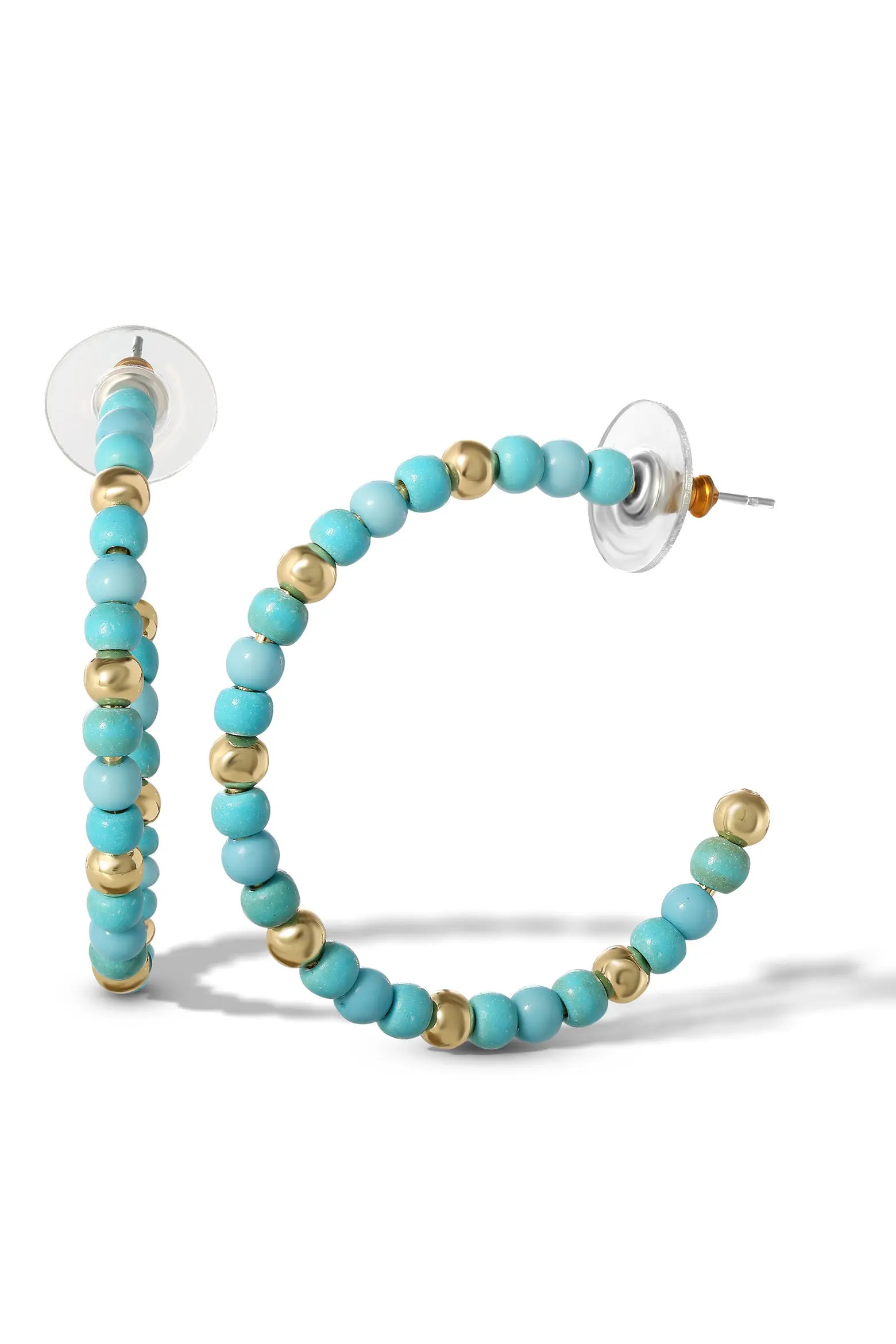 Turquoise Gold Bead Hoop Earrings, Turquoise Hoop Earrings (Women) | Nordstrom | Nordstrom