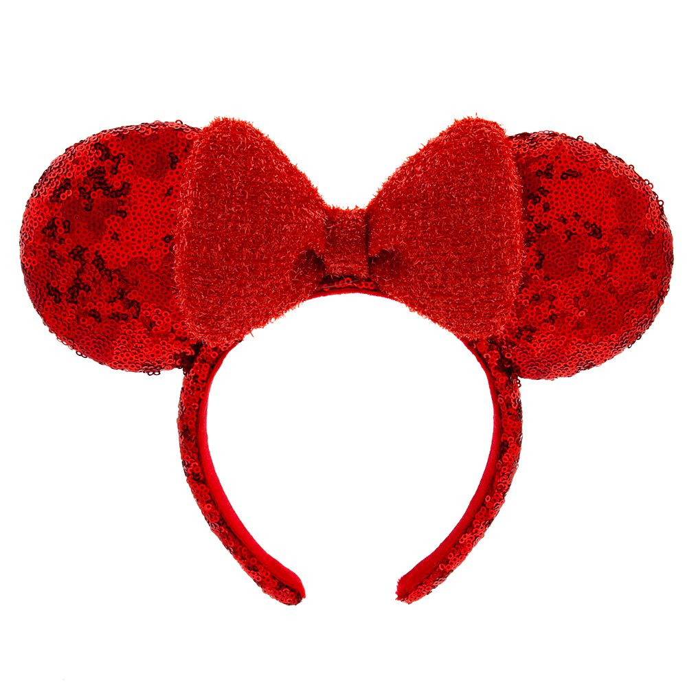 Minnie Mouse Sequined Ear Headband for Adults – Red | Disney Store