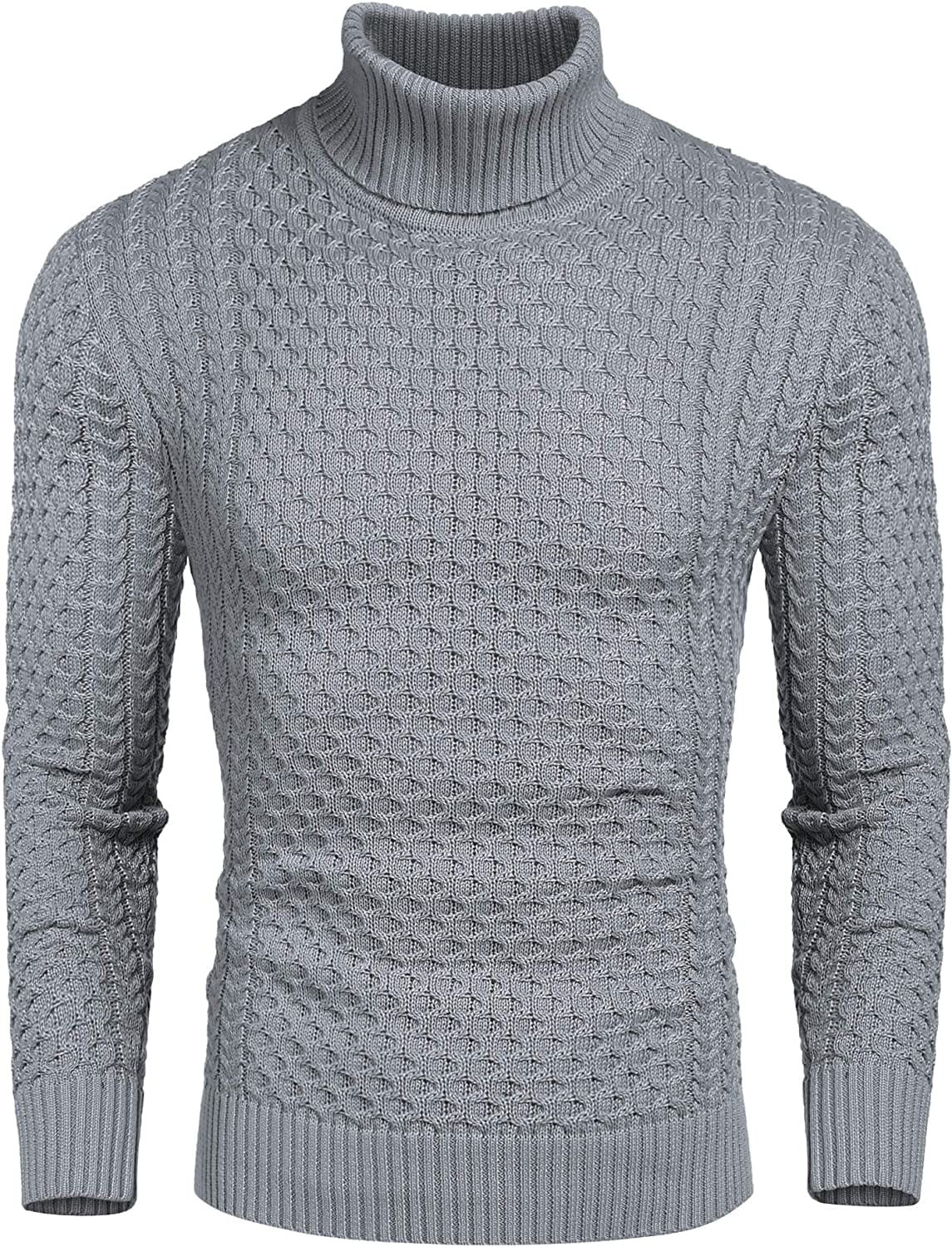 Slim Fit Turtleneck Knitted Twisted Pullover Sweaters (US Only) | Coofandy