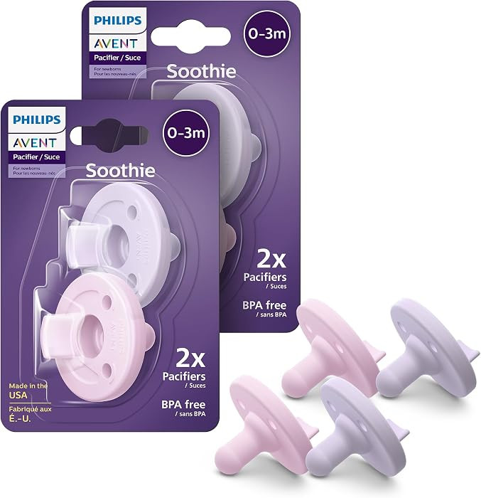 Philips Avent Soothie Orthodontic Baby Pacifiers, 100% Silicone Pacifiers, One Piece, BPA-Free, f... | Amazon (US)