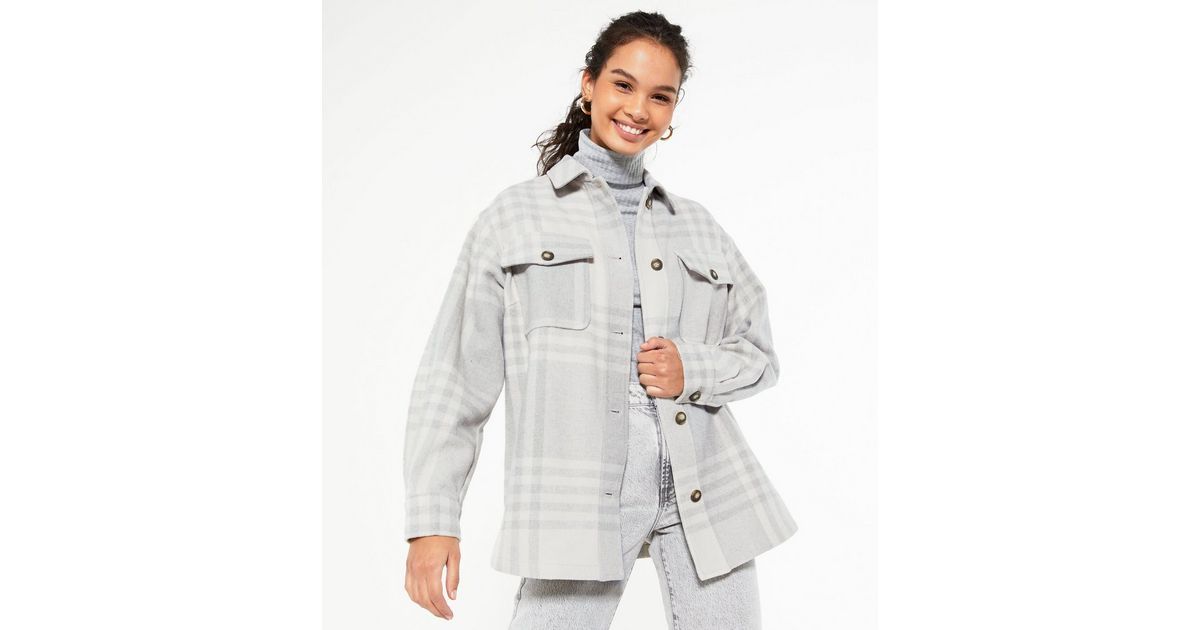 Grey Check Shacket 
						
						Add to Saved Items
						Remove from Saved Items | New Look (UK)