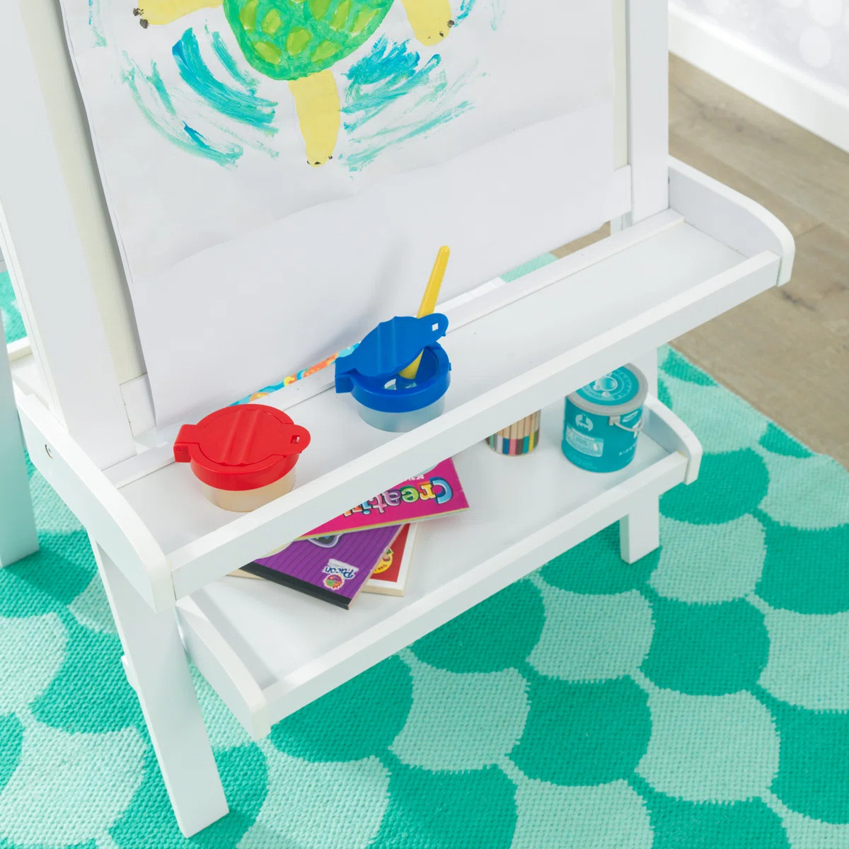 Deluxe Wooden Easel with Chalkboard and Dry Erase Surfaces, Paper Roll and Paint Cups | Wayfair North America