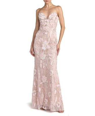 Floral Beaded Mesh Strapless Column Gown | Bloomingdale's (US)