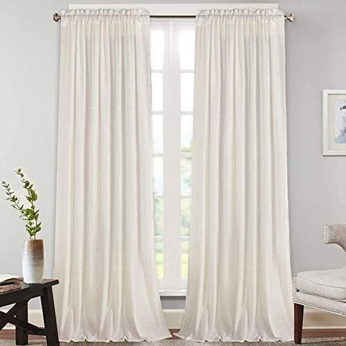 Amazon.com: Linen Curtains Natural Linen Blended Curtains for Living Room/Bedroom Rod Pocket Wind... | Amazon (US)