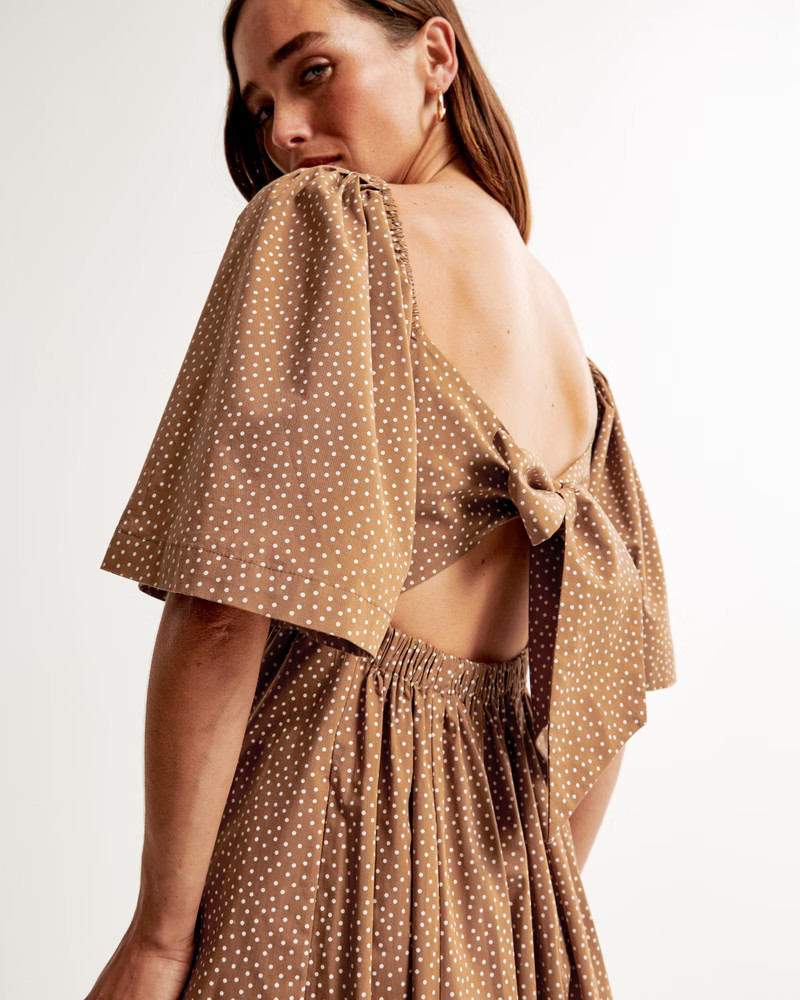 Angel Sleeve Twist-Front Midi Dress | Abercrombie & Fitch (US)