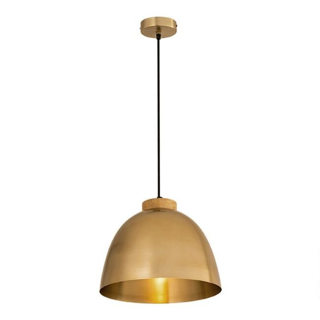 Antique Brass and Wood Drop Pendant Lamp | World Market