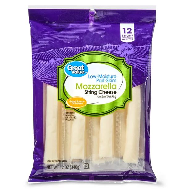 Great Value Mozzarella String Cheese Sticks, 12 Oz, 12 Ct - Walmart.com | Walmart (US)