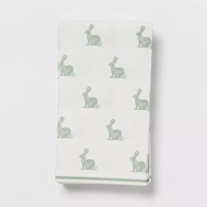 16ct Paper Woodblock Bunny Disposable Guest Towels - Threshold™ | Target