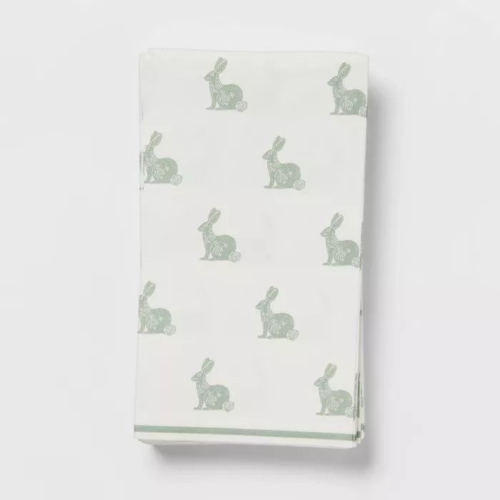 16ct Paper Woodblock Bunny Disposable Guest Towels - Threshold™ | Target