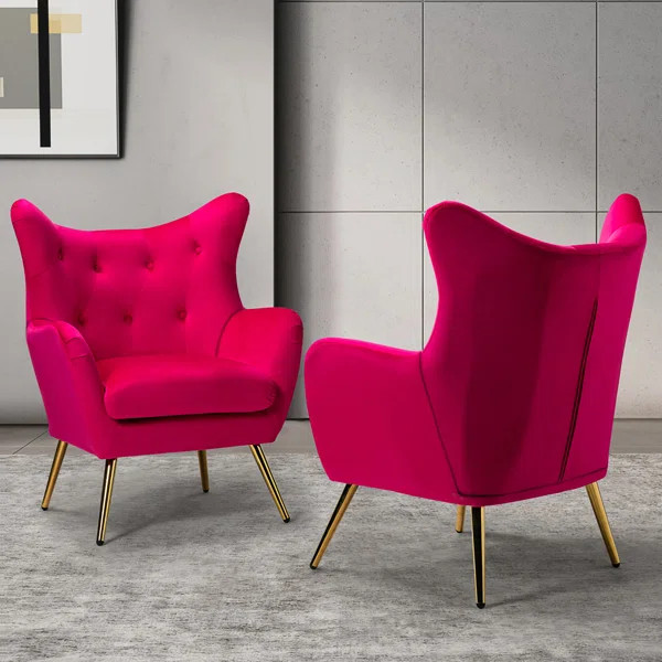 Avianna 29.25'' Wide Tufted Velvet Wingback Chair (Set of 2) | Wayfair North America