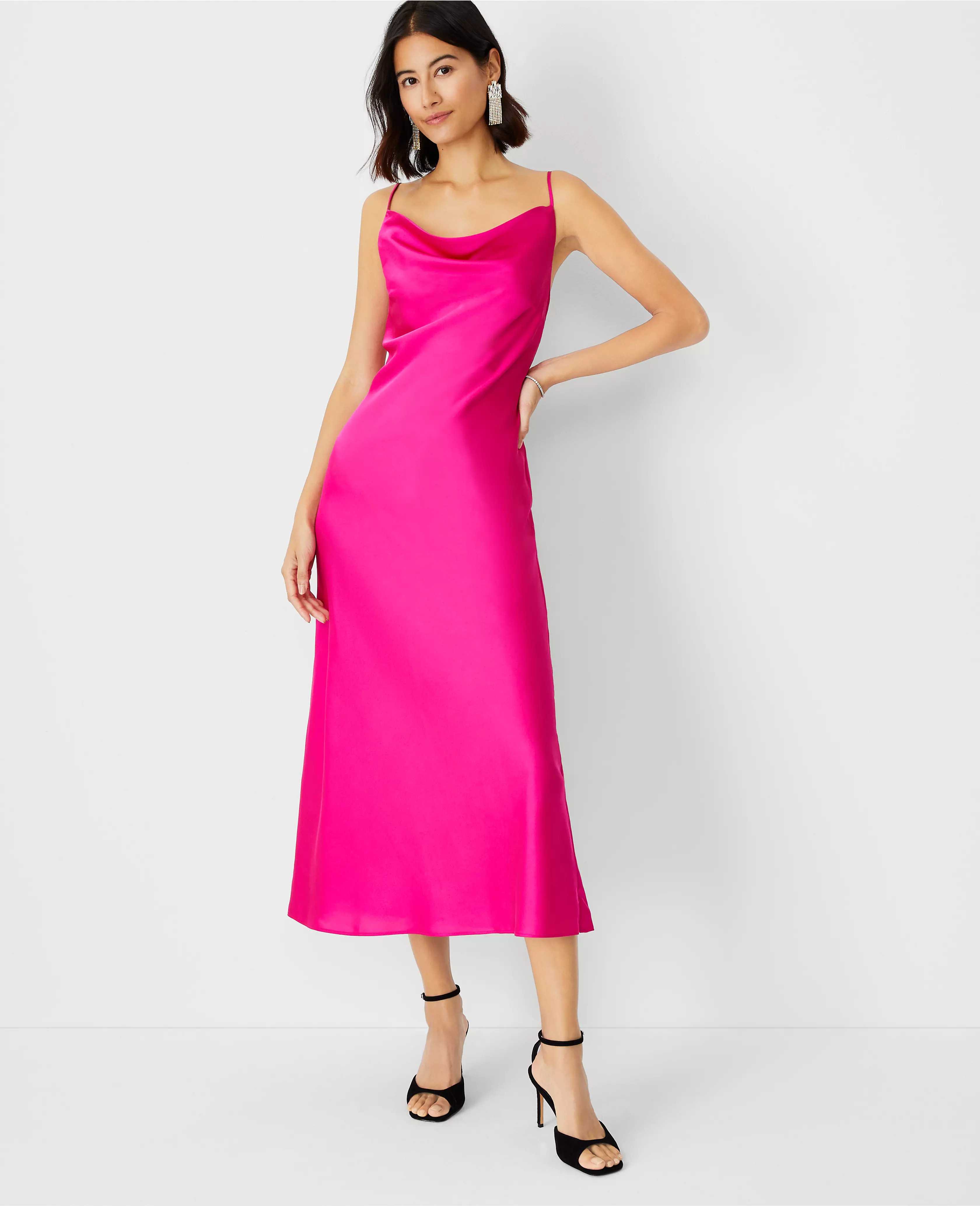 Satin Scoop Neck Slip Dress | Ann Taylor (US)